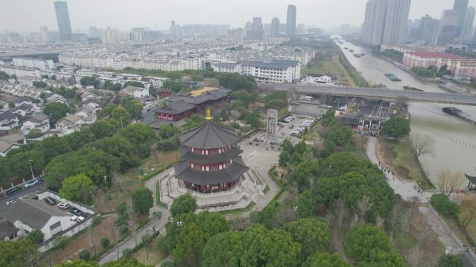 【合集】航拍江苏苏州寒山寺枫桥江村桥