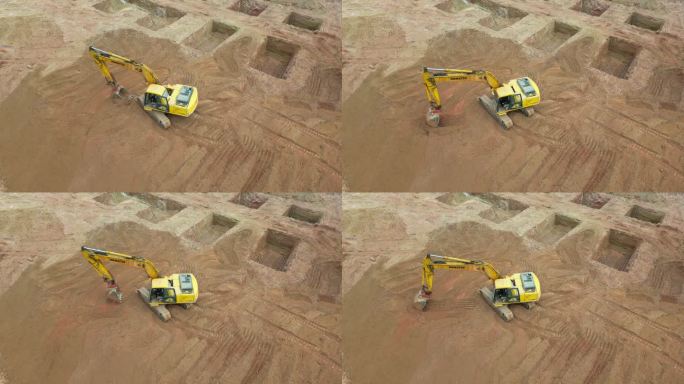 工地开荒打地基工程建设施工现场