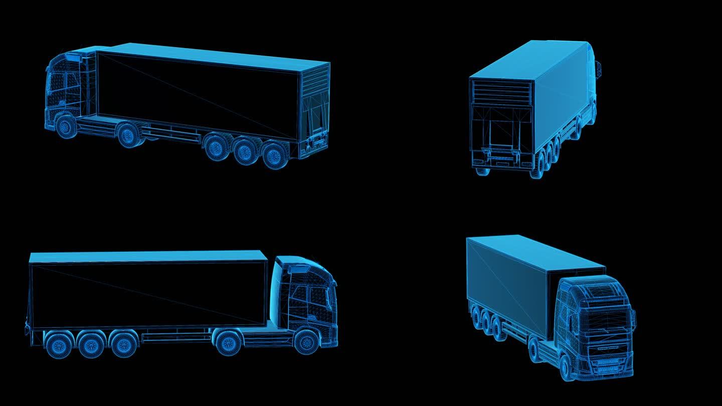 物流货车蓝色科技线条通道素材