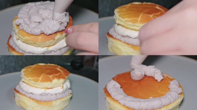 【镜头合集】海绵蛋糕制作芋泥夹心蛋糕2