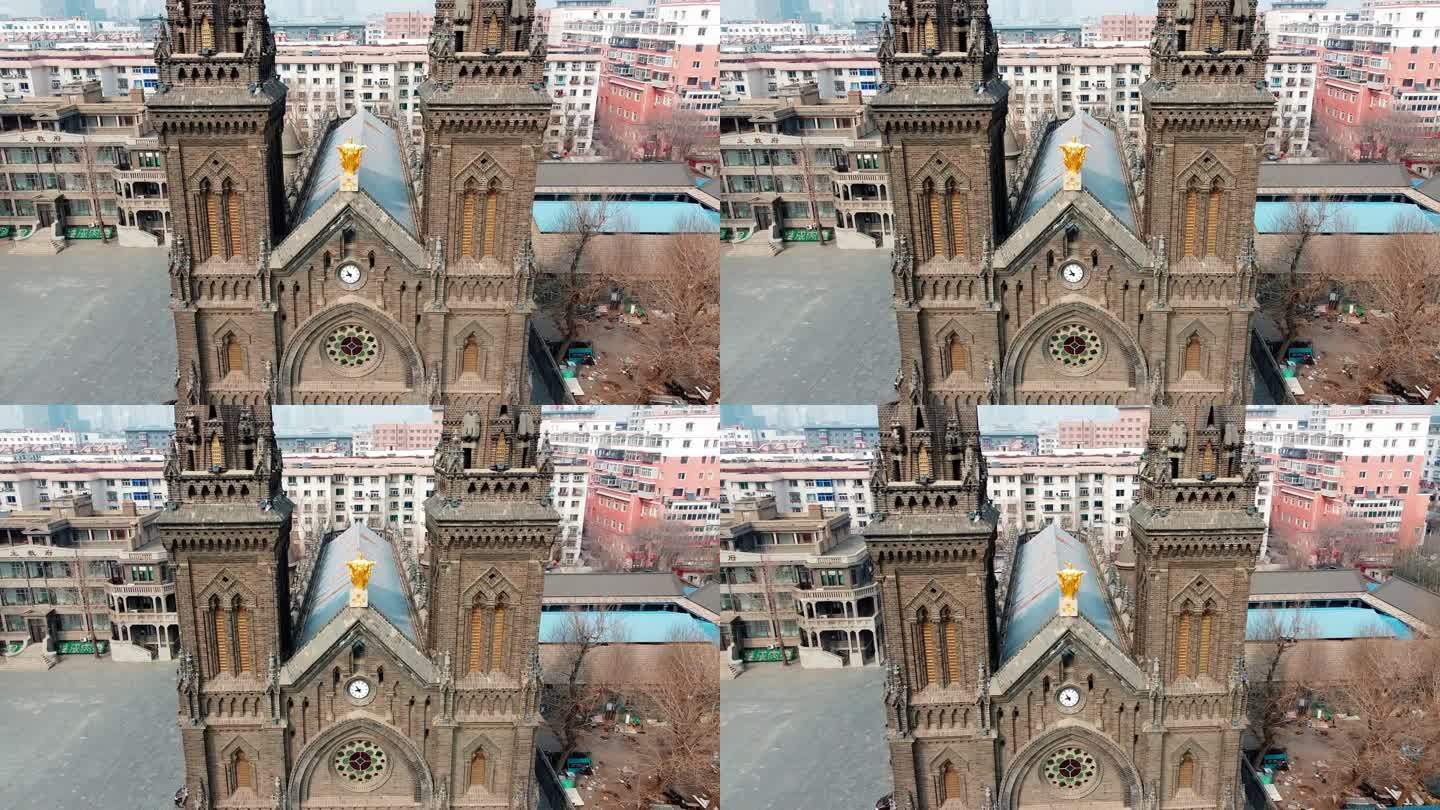 航拍天津天主教堂