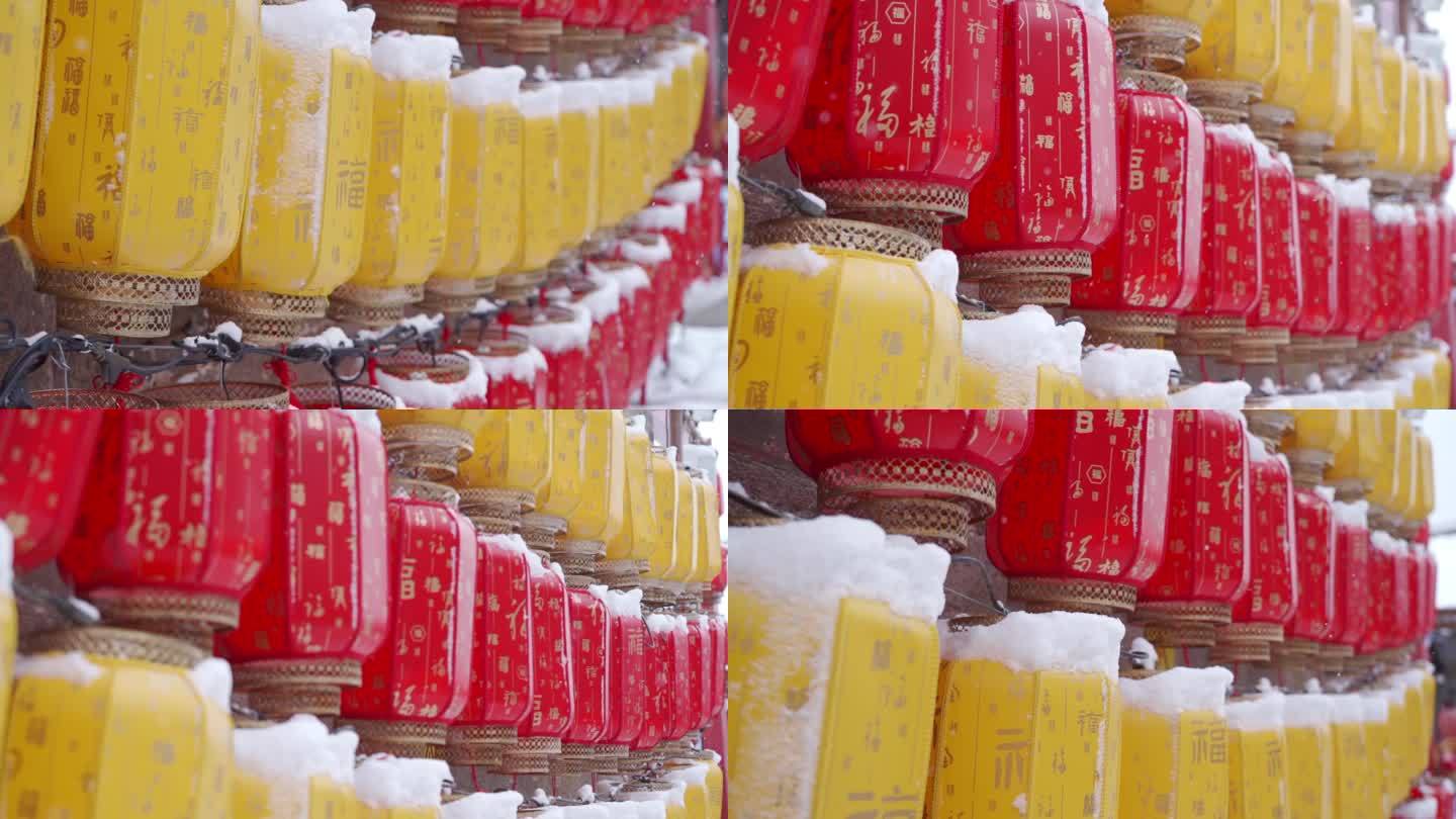 5条高清瑞雪雪花新年过年红灯笼素材