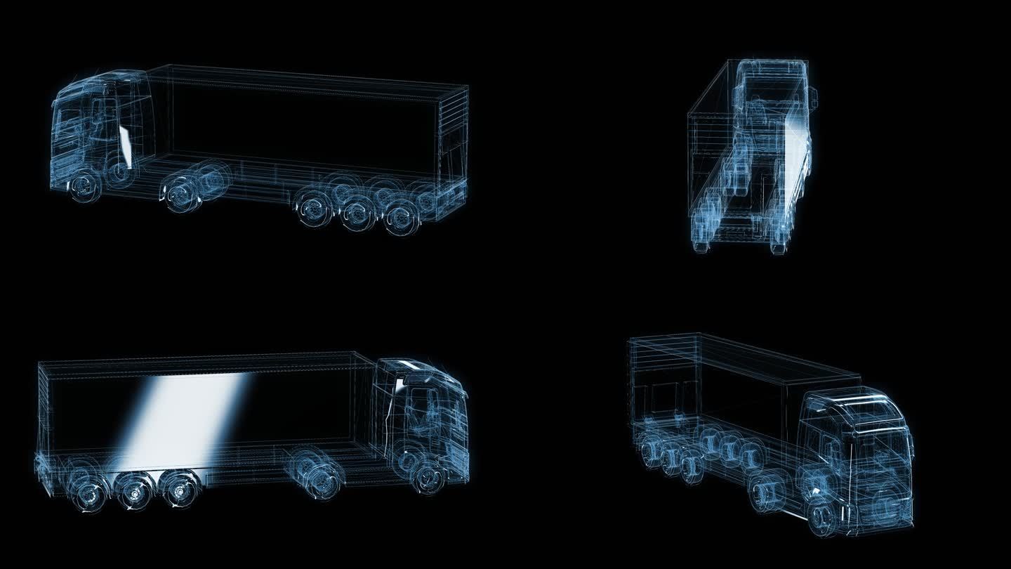 物流货车透视全息通道素材
