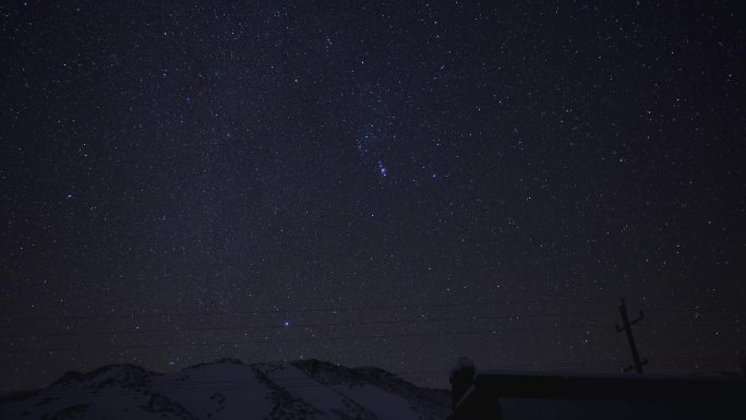 4K延时新疆雪山天山银河流星树林伊犁星空