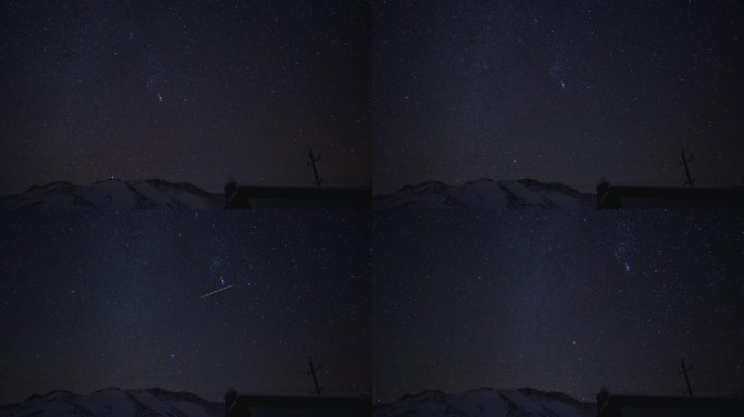 4K延时新疆雪山天山银河流星树林伊犁星空