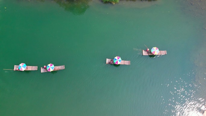桂林竹筏漂流航拍