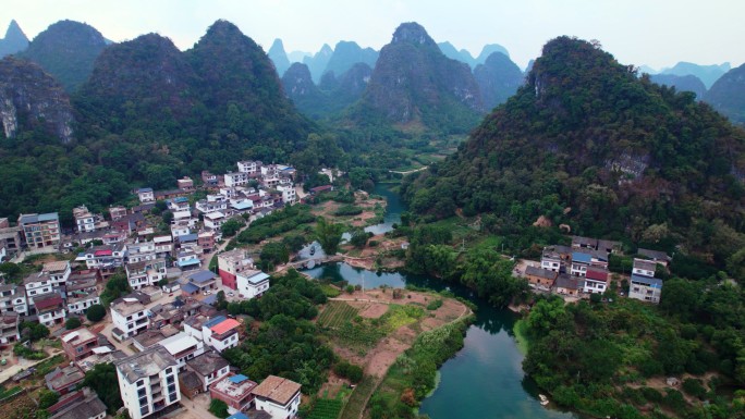 桂林村落山水风光航拍