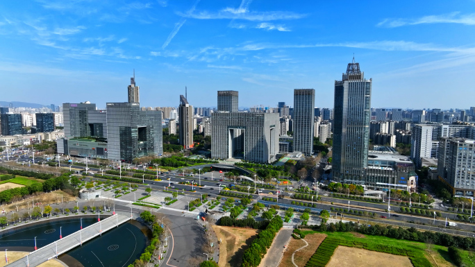 南京河西市政务服务中心与奥体中心航拍