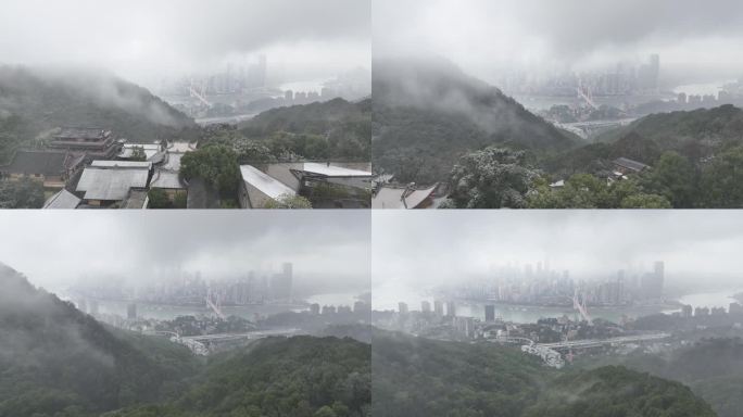 稀有素材南山雪景 南山飞往渝中