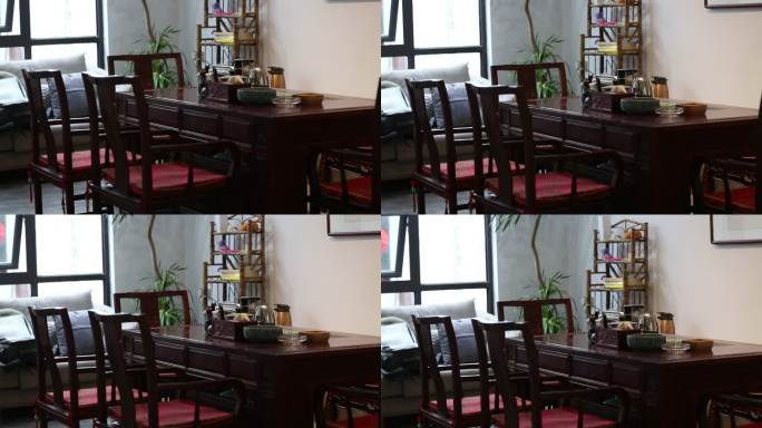 农家别墅酒店民宿茶楼茶室中式摆设桌椅书画