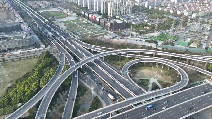 4K原素材-上海中环路济阳路高架立交桥