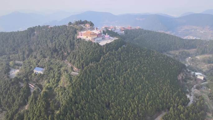 4k广寒寺航拍唯美 射洪市全景 阳光明媚