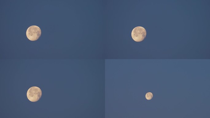 蓝色天空下的超级月亮 4K