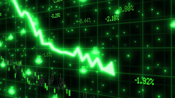 金融股市大跌绿色下跌曲线