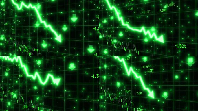 金融股市大跌绿色下跌曲线