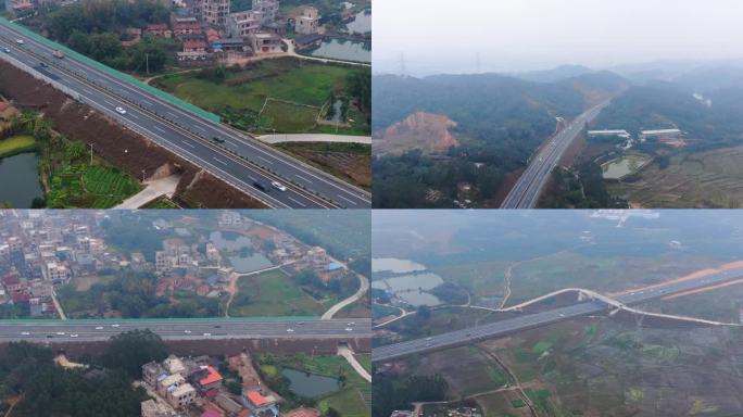 烟雨天气下的乡村高速公路