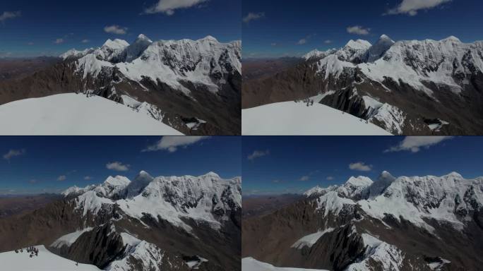 贡嘎雪山登山队登顶 航拍