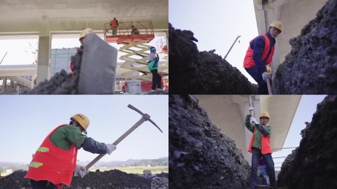 高铁建设工人工地