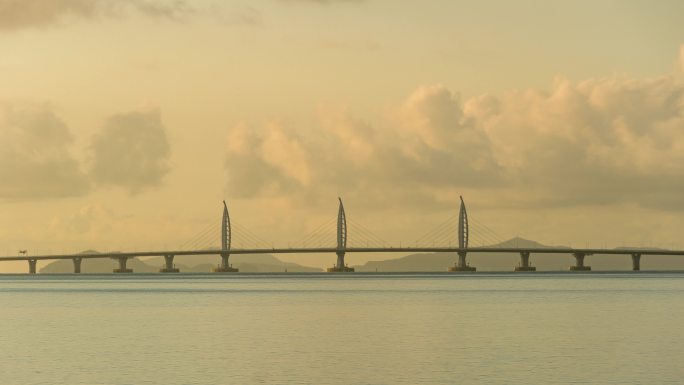 港珠澳大桥海豚三塔日出延时