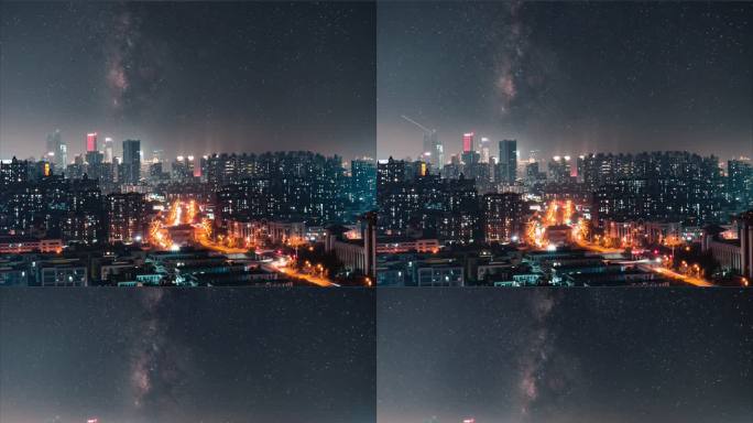 南昌红谷滩夜景星空延时