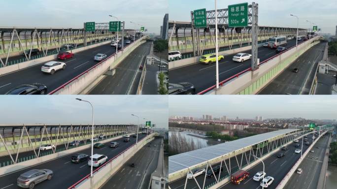 4K原素材-南北高架路浦东段、济阳路高架