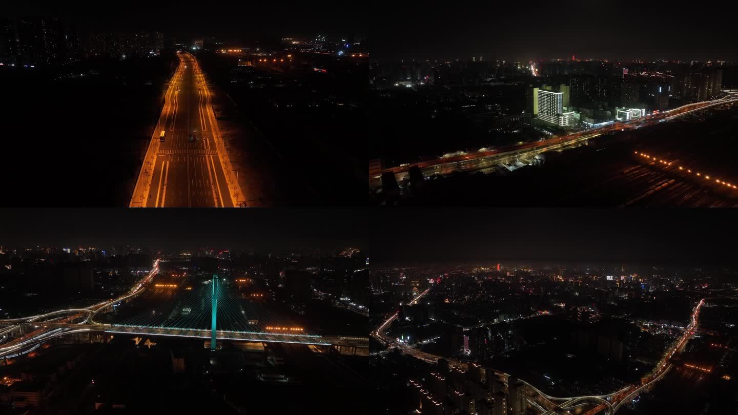城市夜景航拍4k