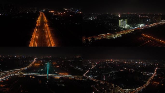 城市夜景航拍4k