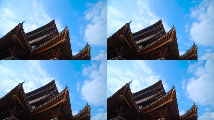中式传统古建筑屋檐 榫卯结构 飞檐翘角