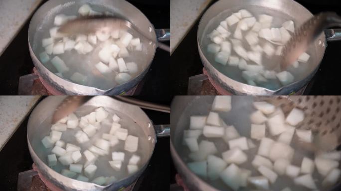 镜头合集凉薯切块焯水处理凉薯做饭2