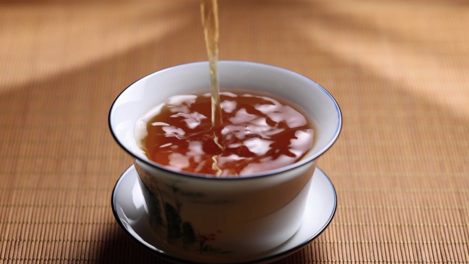 茶红茶茶汤泡茶倒茶喝茶滴水慢动作