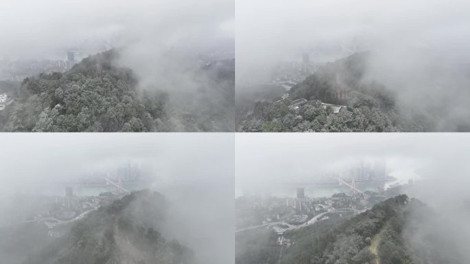 航拍重庆南山雪景