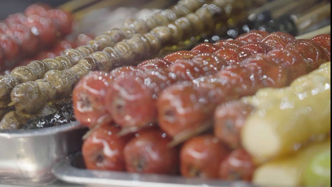 北京小吃集锦冰糖葫芦涮羊肉炸酱面高清视频