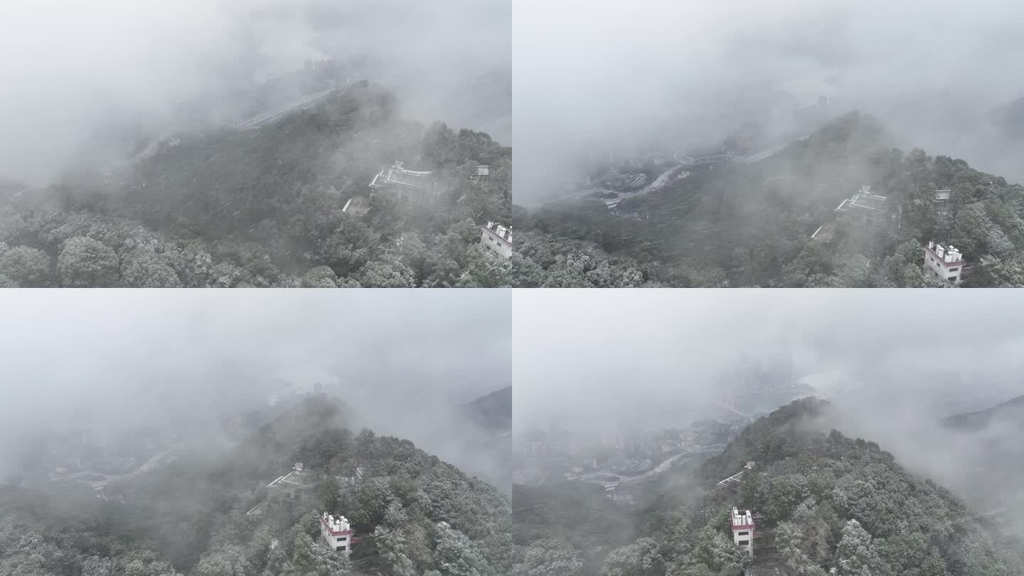 航拍重庆南山雪景