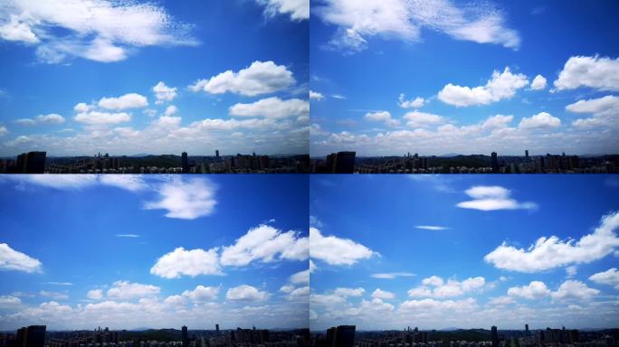 蓝天白云的航拍延时摄影