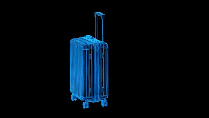 行李箱蓝色科技线条通道素材