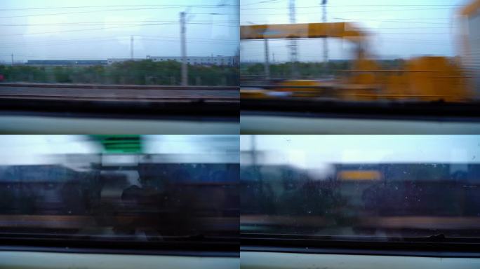 火车行驶中窗外的风景4K视频素材