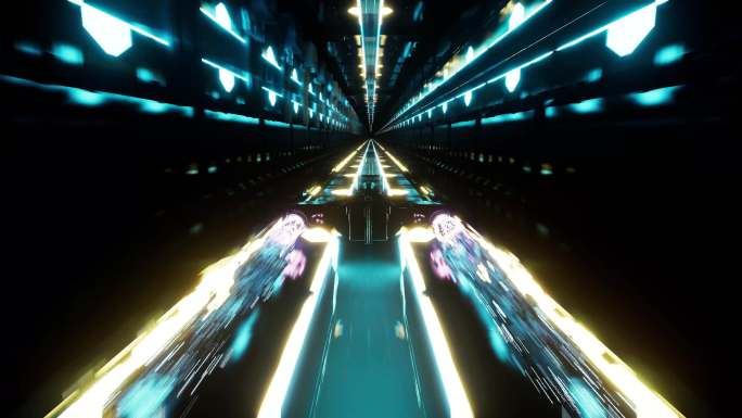 科幻隧道飞船加速起飞穿梭