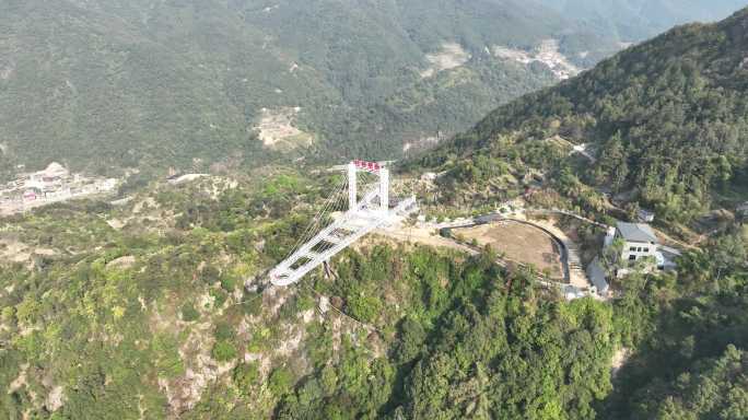 航拍虹山旅游景区景点虹桥悬廊