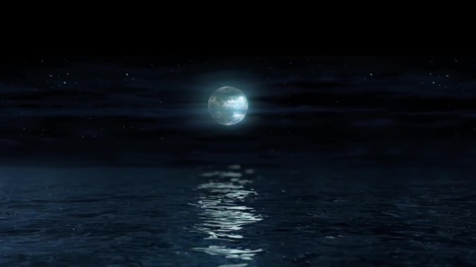 月亮 水中月  弯月 夜景 月夜