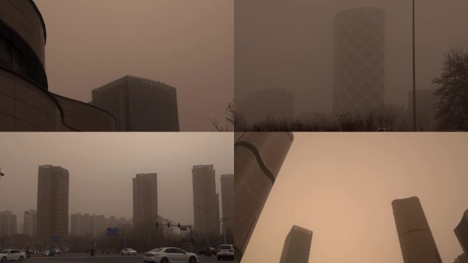 北京春季城市沙尘暴