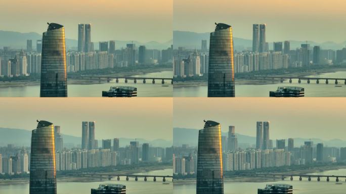南昌双子塔清晨震撼长焦航拍