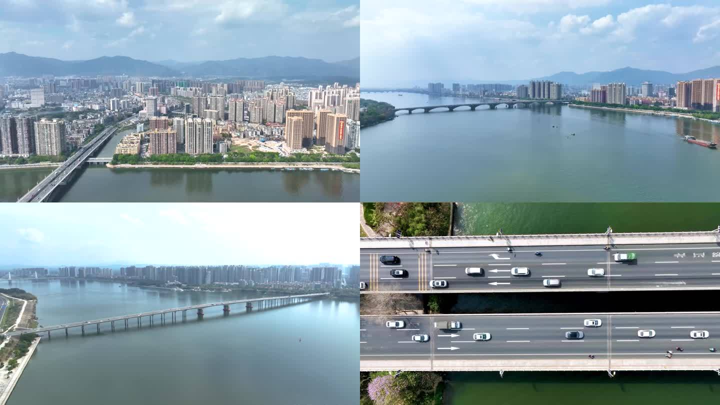 清远北江 北江大桥 清远东城区航拍