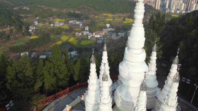 四川遂宁射洪市花果山白塔航拍