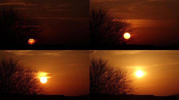 升起的的太阳晨曦日出日落橘色天空