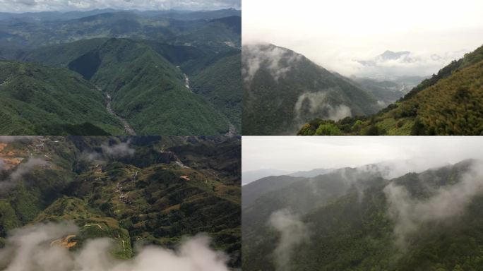 山峰 崇山峻岭 航拍 云层云朵 俯拍延时