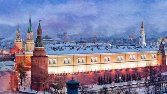 俄罗斯红场大雪夜景