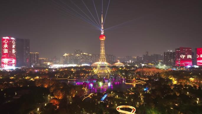 佛山文华公园灯光秀夜景