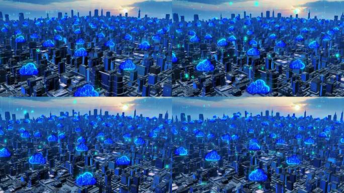 智慧城市和云计算数字网络概念