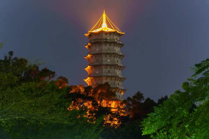 中国广东深圳福塔夜景延时摄影