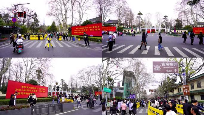 南京市政府门前、鸡鸣寺樱花大道延时视频